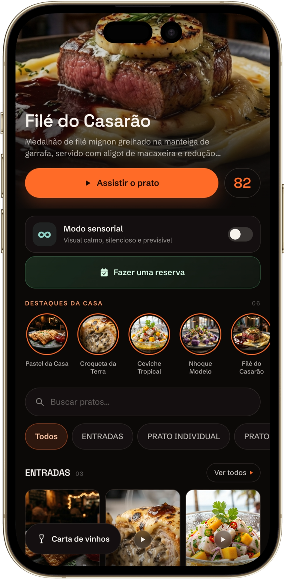 Interface do Play Menu com opção de modo sensorial para pessoas neurodivergentes
